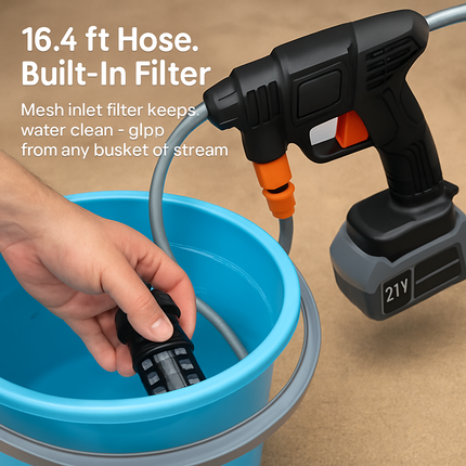 Cordless Pressure Washer Portable Electric Power Washer High Pressure Water Sprayer 400PSI Car Washer Cleaner with 0° & 40° Nozzle Foam Bottle Filter