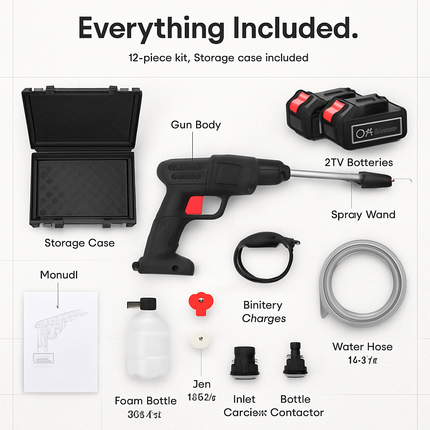 Cordless Pressure Washer Portable Electric Power Washer High Pressure Water Sprayer 400PSI Car Washer Cleaner with 0° & 40° Nozzle Foam Bottle Filter