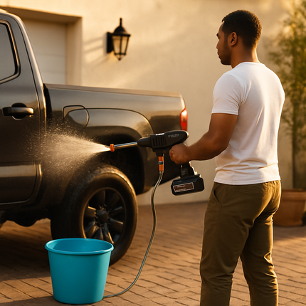 Cordless Pressure Washer Portable Electric Power Washer High Pressure Water Sprayer 400PSI Car Washer Cleaner with 0° & 40° Nozzle Foam Bottle Filter