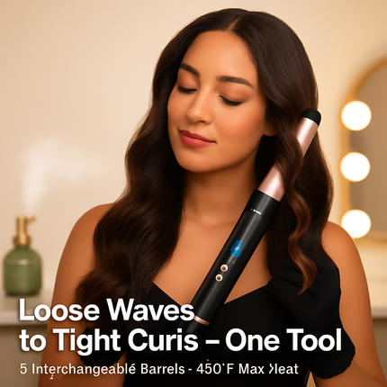 5-in-1 Curling Wand with 4 Barrels & Brush