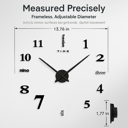Wall Clock with 3D Mirror Surface for Modern Living Rooms