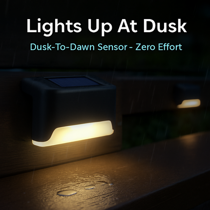 Solar Powered LED Step Lights for Outdoor Stairs