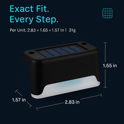 Solar Powered LED Step Lights for Outdoor Stairs