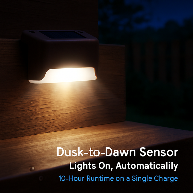 Solar Powered LED Step Lights for Outdoor Stairs