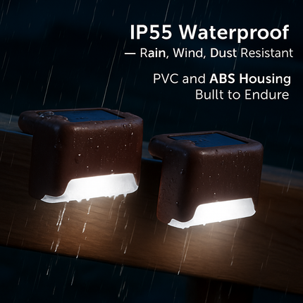 Solar Powered LED Step Lights for Outdoor Stairs