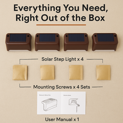 Solar Powered LED Step Lights for Outdoor Stairs