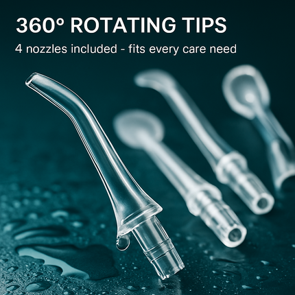 Portable Water Dental Flosser Cordless Rechargeable Dental Oral Irrigator IPX7 Waterproof Teeth Cleaner with 4 Modes 4 Nozzles 10.15oz Detachable Wate