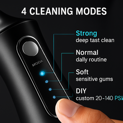 Portable Water Dental Flosser Cordless Rechargeable Dental Oral Irrigator IPX7 Waterproof Teeth Cleaner with 4 Modes 4 Nozzles 10.15oz Detachable Wate