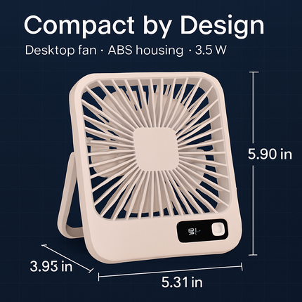Mini Desktop Cooling Fan with LCD Display and Quiet Airflow