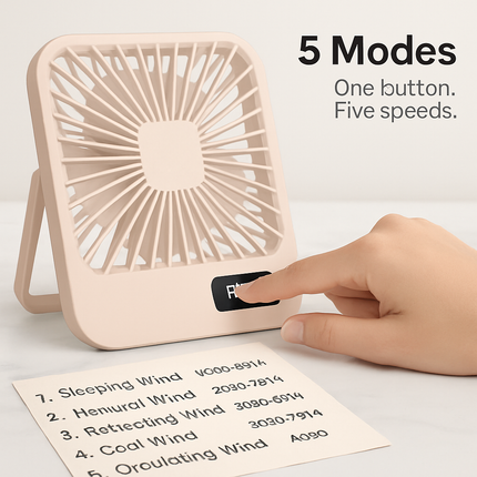 Mini Desktop Cooling Fan with LCD Display and Quiet Airflow