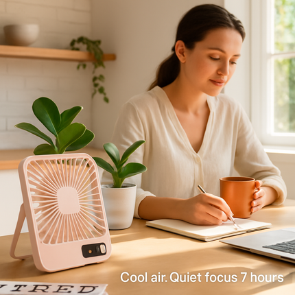 Mini Desktop Cooling Fan with LCD Display and Quiet Airflow