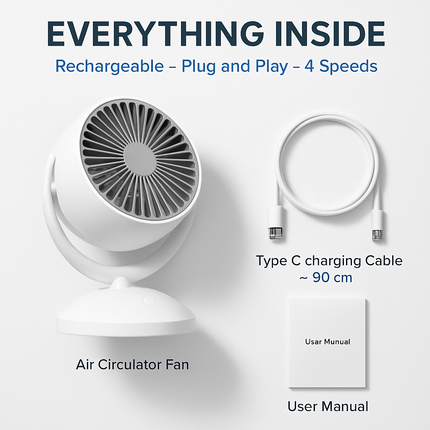 Air Circulator Desk Fan Portable Oscillating Table Fan