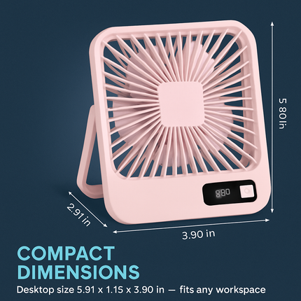 Mini Desktop Cooling Fan with LCD Display and Quiet Airflow