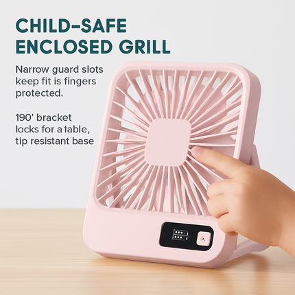 Mini Desktop Cooling Fan with LCD Display and Quiet Airflow