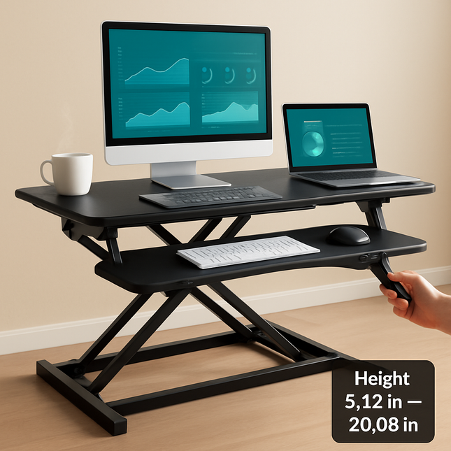 Height Adjustable Standing Desk Converter for Dual Monitors