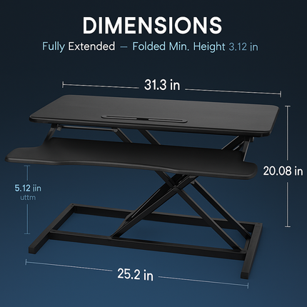 Height Adjustable Standing Desk Converter for Dual Monitors