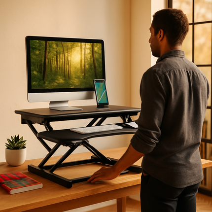 Height Adjustable Standing Desk Converter for Dual Monitors