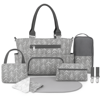 8Pcs Baby Nappy Diaper Bags Set with Bottle Bag & Purse