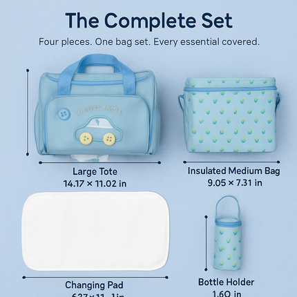 Diaper Bag Tote Set for Baby Essentials with Changing Pad