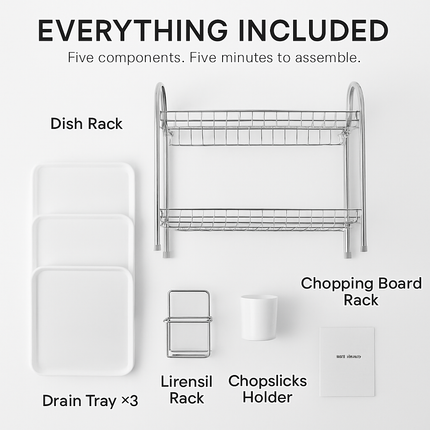Three-Tier Dish Drying Rack with Drainage Trays
