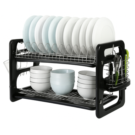 2 Tier Iron Dish Drying Rack for Kitchen Counter Storage