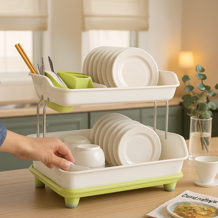 2-Tier Dish Drying Rack for Kitchen Counter
