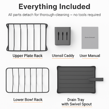 Dish Drying Rack with Drainboard and Utensil Holder