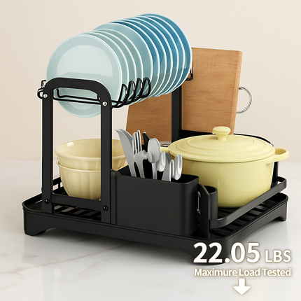 2-Tier Dish Drying Rack for Kitchen Counter Space