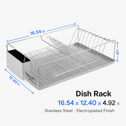 Dish Drying Rack with Drainboard and Cutlery Holder