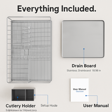 Dish Drying Rack with Drainboard and Cutlery Holder