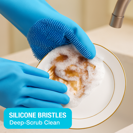 Silicone Dishwashing Gloves with Bristles