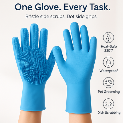 Silicone Dishwashing Gloves with Bristles