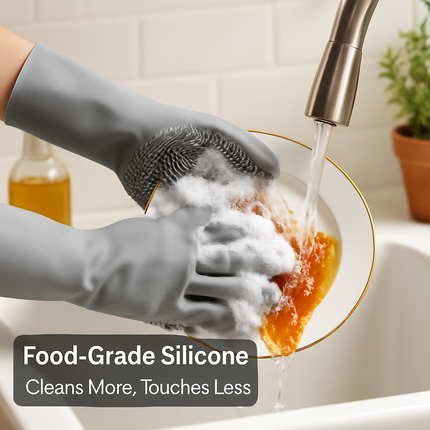 Silicone Dishwashing Gloves with Bristles