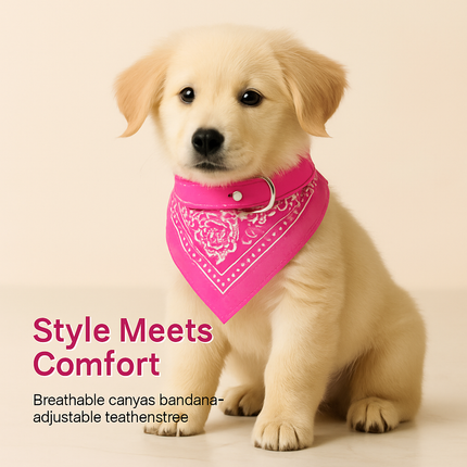 Adjustable Leather Pet Collar Triangle Bandana for Dogs