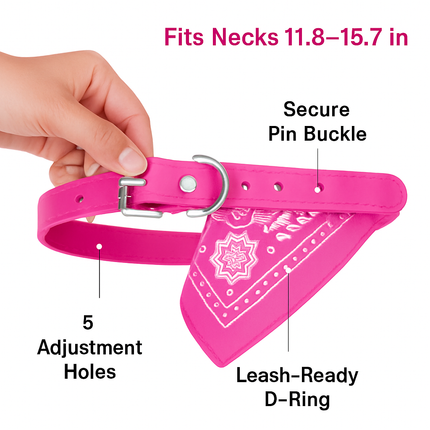 Adjustable Leather Pet Collar Triangle Bandana for Dogs
