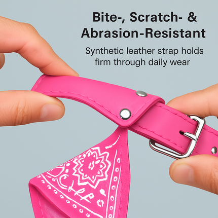 Adjustable Leather Pet Collar Triangle Bandana for Dogs