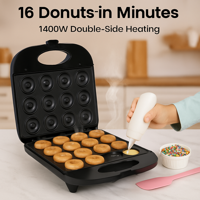 Mini Donut Maker for Kids - Quick Bake, Safe, Non-Stick