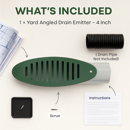 Green Angled Yard Drain Emitter for 4-Inch Pipe