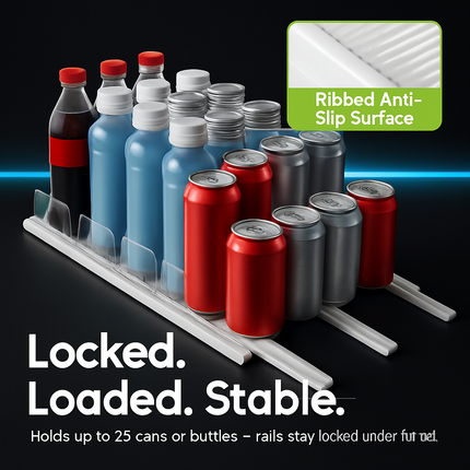 Drink Organizer for Fridge - Adjustable 5-Row Can Dispenser