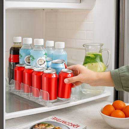 Drink Organizer for Fridge - Adjustable 5-Row Can Dispenser