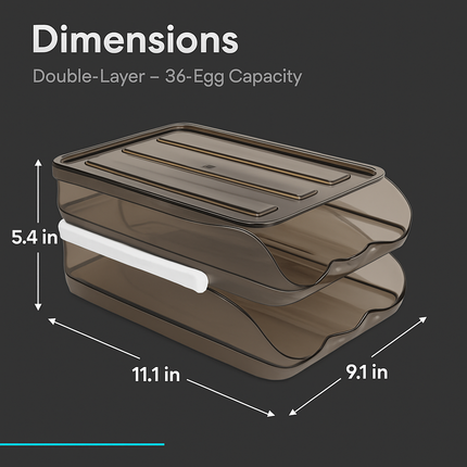 Egg Storage Box with Lid: Double Layer, Auto-Roll