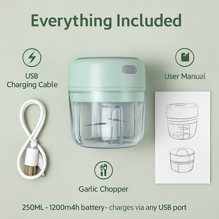 Mini Electric Garlic Chopper Cordless Rechargeable