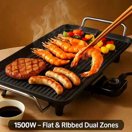 Electric Barbecue Grill Griddle - Non-Stick Tabletop BBQ