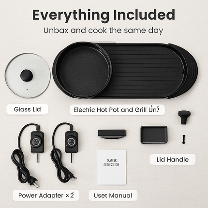 2-in-1 Electric Hot Pot with Grill Cooker for Home Use