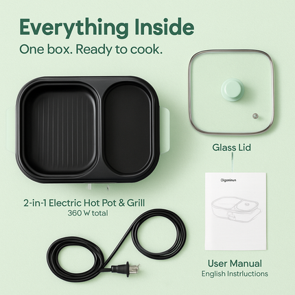 2-in-1 Electric Hot Pot & Pan with Grill