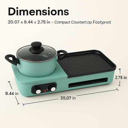 3-in-1 Electric Hot Pot with Grill for Family Meals