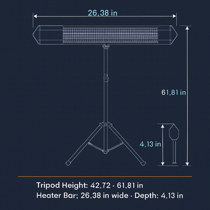 1500W Infrared Heater With Stand Electric Outdoor Patio Heater IP65 Waterproof Tripod Wall Mount with 2 Remotes 3 Heating Levels for Home Restaurant Y