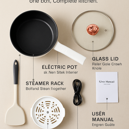 Electric Hot Pot with Steamer – Portable Non-Stick Fry Pan