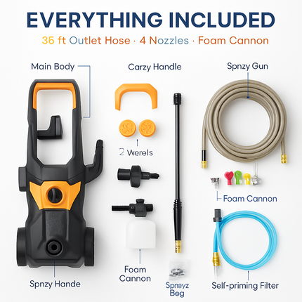 Electric Pressure Washer with Spray Gun and Accessories