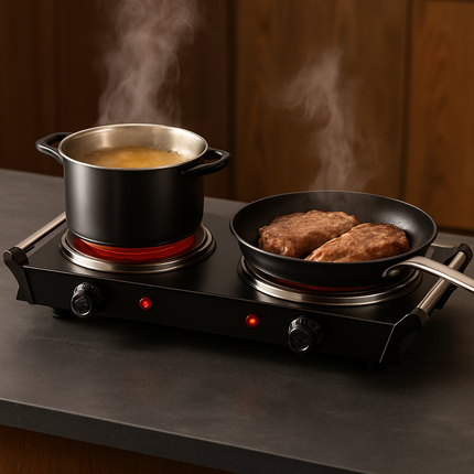 1000W Electric Single Burner Portable Heating Hot Plate Stove Countertop RV Hotplate with 5 Temperature Stepless Adjustments Portable Handles